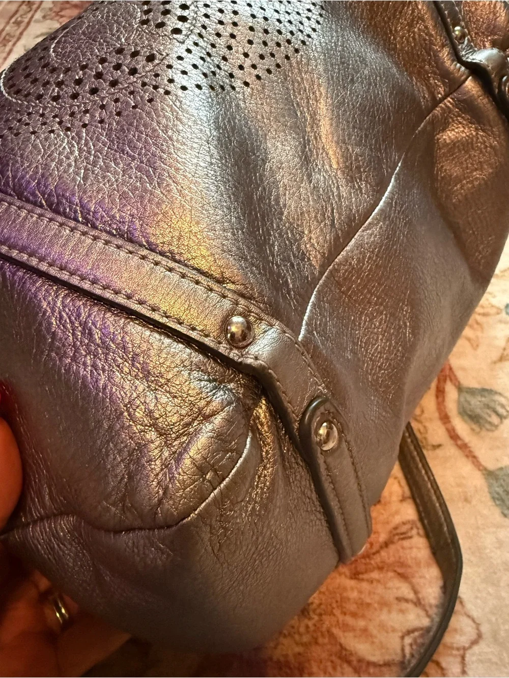 Coach Audrey Metallic Leather Cinched Tote Style 19567